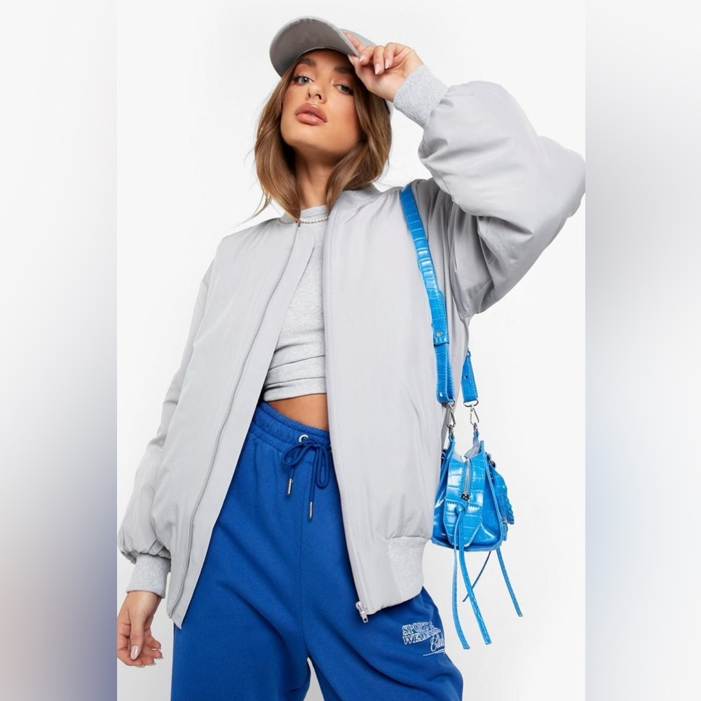 Women's Light Gray Bomber Jacket